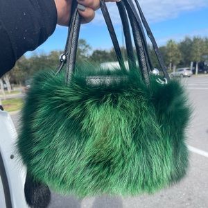 Silver Fox green and black purse
